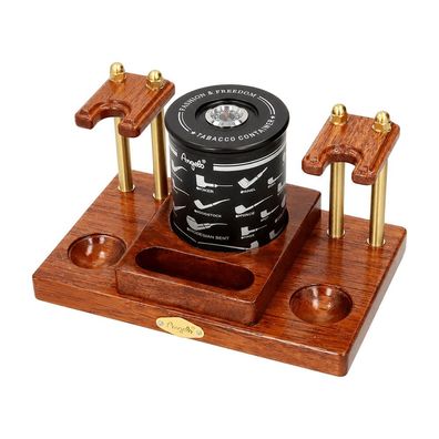 Angelo Pfeifenständer 2er Holz braun/metall goldfarben