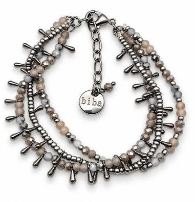 Armband 3-fach Armband Tropfenarmband Grau-töne Ibiza Trend Biba
