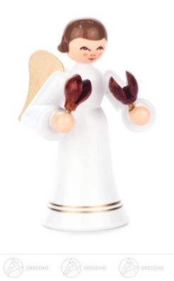 Engel mit Kastagnetten, langer Rock, farbig H=6 cm NEU Weihnachtsfigur Holzfigur