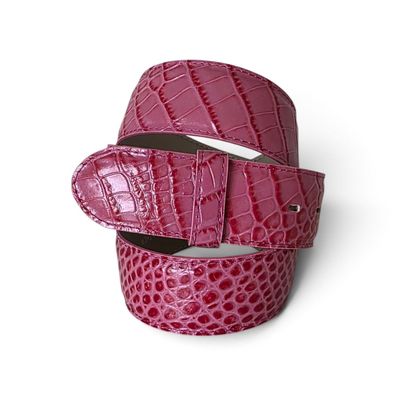umjuBELT Gürtel Kroko Malibu pink Rinderleder bombiert abgesteppt 80 85 90 105