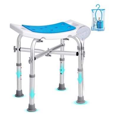 VEVOR Duschhocker höhenverstellbar 405-480 mm bis 226,8 kg Aluminium Blau