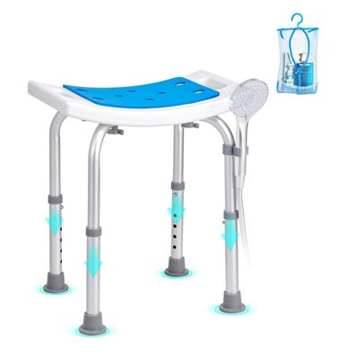 VEVOR Duschhocker höhenverstellbar 400-530 mm Aluminium bis 181,4 kg Blau