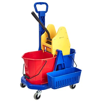 AmazonCommercial Reinigungswagen Doppeleimer 17 L mit Presse und Korb