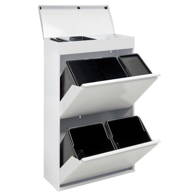 Arregui Top CR621-B2 Mülltrennsystem Stahl 68 L 4 Fächer mit Box weiß