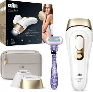 Braun Silk-Expert Pro 5 PL5157 weiss/gold, IPL-Haarentfernung inkl. Venus Rasierer un