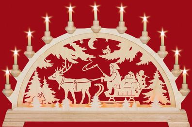 Fensterdekoration Schwibbogen Nikolaus mit Schlitten BxTxH= 65x6,5x43cm NEU
