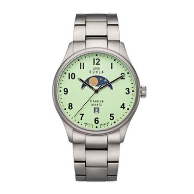 UMR Ruhla Mondphase 20910B Herren Armbanduhr Titan Datum