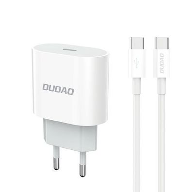 Dudao A14EUC 20W USB-C Schnellladegeraet mit Kabel - Weiss