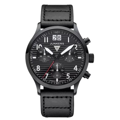 Junkers Herren Armbanduhr 9.24.02.02 Flieger D-2000 mit Großdatum, Schwarz