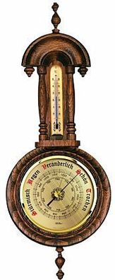 Fischer Traditionelle Wetterstation Barometer Thermometer, mahagonifarben