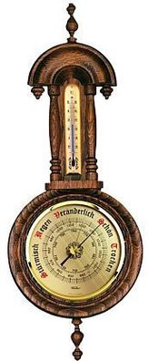 Fischer Traditionelle Wetterstation Barometer Thermometer, nussbaumfarben