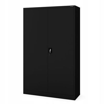 Büroschrank Aktenschrank XXL Metallschrank 185 cm x 115 cm x 40 cm Farbe: Schwarz