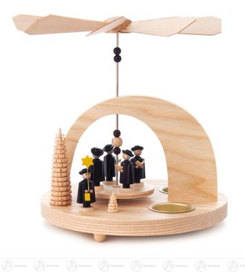 Pyramide mit Kurrendefiguren und Rundbogen für Teelichte BxHxT 20 cmx22 cmx20 cm