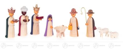 Krippenzubehör Krippenpersonen farbig 9-teilig NEU 2,5cmx6cmx1,5cm Krippenfigur