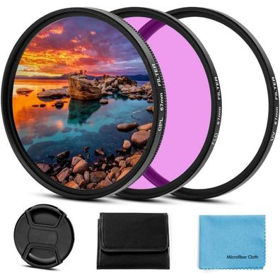 52mm Filter Kit UV CPL FLD Set mit Pinch Objektivdeckel & Reinigungstuch