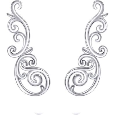 Filigrane Vintage Kletterohrringe Sterlingsilber Blattkriecher Mädchen