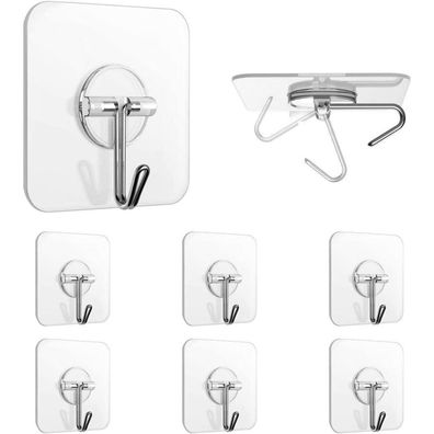 Klebehaken Haken Deckenhaken Transparent Küchenhaken Badezimmer 5kg Max 6er Pack