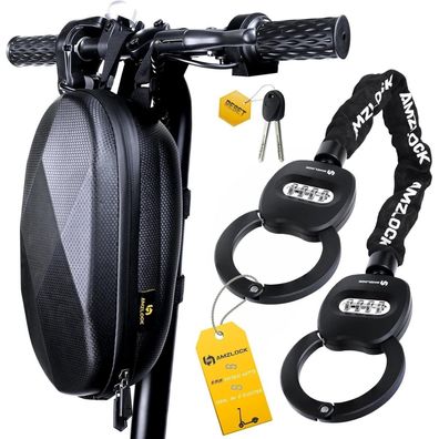 E-Scooter Schloss | Zahlenschloss 4-stellig | 8mm Kettenschloss 80cm + Tasche