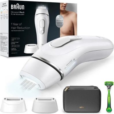 Braun IPL-Haarentfernung Silk-expert Pro 5, PL5145, mit 2 Aufsätzen, Gillette Rasiere
