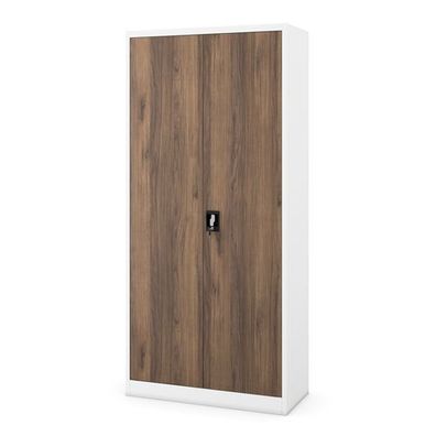 Büro-Aktenschrank aus Metall, weiß/nussbaum: Eco Design JAN H 900 x 1950 x 400 mm