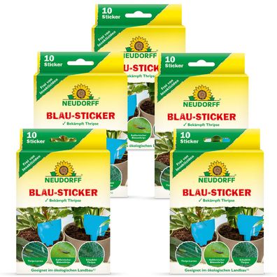 5 x Neudorff Blau-Sticker, 10 Stück