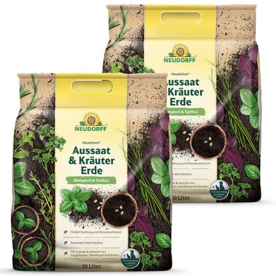 2 x Neudorff NeudoHum® Aussaat- und KräuterErde, 10 Liter