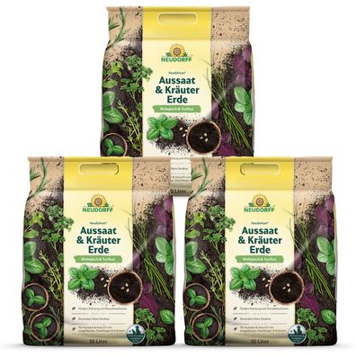 3 x Neudorff NeudoHum® Aussaat- und KräuterErde, 10 Liter