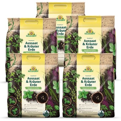5 x Neudorff NeudoHum® Aussaat- und KräuterErde, 10 Liter
