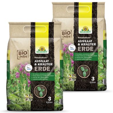 2 x Neudorff NeudoHum® Aussaat- und KräuterErde, 3 Liter