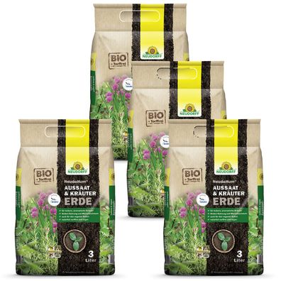 4 x Neudorff NeudoHum® Aussaat- und KräuterErde, 3 Liter