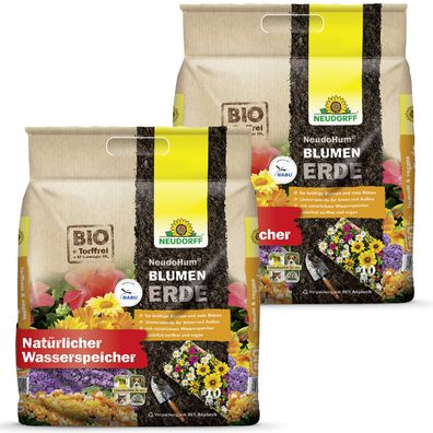 2 x Neudorff NeudoHum® BlumenErde, 10 Liter