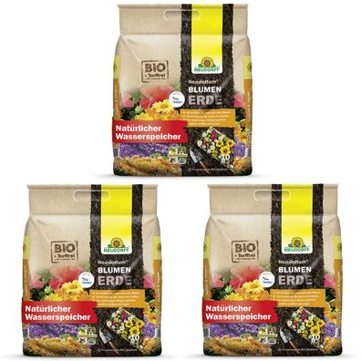 3 x Neudorff NeudoHum® BlumenErde, 10 Liter