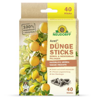 Neudorff Azet® DüngeSticks für Zitrus- & Mediterranpflanzen, 40 Sticks
