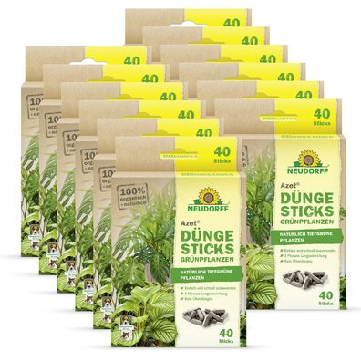 12 x Neudorff Azet® DüngeSticks für Grünpflanzen, 40 Sticks