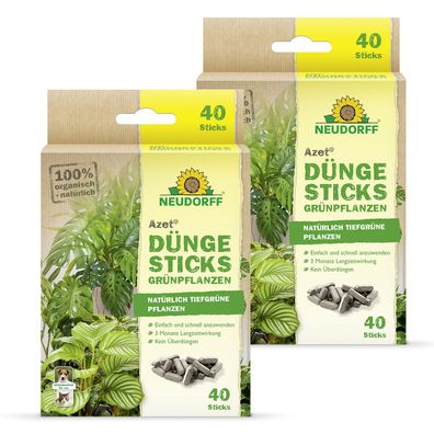 2 x Neudorff Azet® DüngeSticks für Grünpflanzen, 40 Sticks