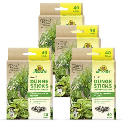 4 x Neudorff Azet® DüngeSticks für Grünpflanzen, 40 Sticks