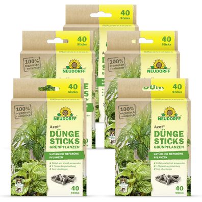 5 x Neudorff Azet® DüngeSticks für Grünpflanzen, 40 Sticks
