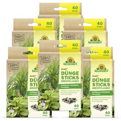 6 x Neudorff Azet® DüngeSticks für Grünpflanzen, 40 Sticks