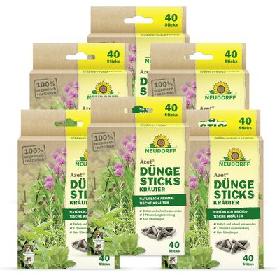 6 x Neudorff Azet® DüngeSticks für Kräuter, 40 Sticks