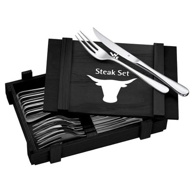 Wmf wmf Steakbesteck-Set, 12-teiliges Set, geschmiedete Messer & Wellenschliff-Kli