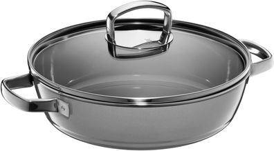 WMF Fusiontec Mineral Schmorpfanne mit Glasdeckel, 28 cm, Platinum 122333