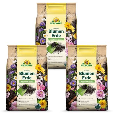 3 x Neudorff NeudoHum® BlumenErde, 3 Liter