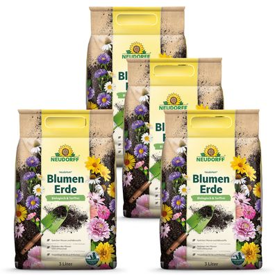 4 x Neudorff NeudoHum® BlumenErde, 3 Liter
