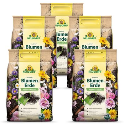 5 x Neudorff NeudoHum® BlumenErde, 3 Liter