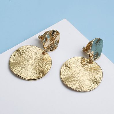 Schmuck, Ohrringe, ein Paar runde Ohrclips im Retro-Stil, auffälliges Design