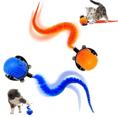 Set mit zwei intelligenten Spielbällen in Blau und Rot für Katzen und Hunde