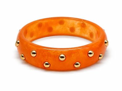 Armband Acryl Armreif Orange mit Nieten Trend Sommer Urlaub Mandarin