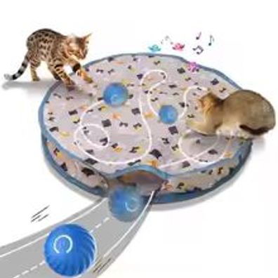 Interaktives Katzenspielzeug | Wiederaufladbarer Ball mit Piepton und LED-Leuchte | M