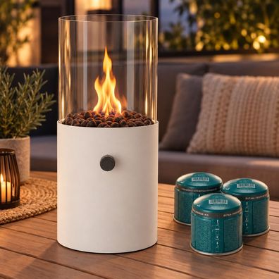 Tischkamin Tischfeuer Zimmer Innen Außen Deko Kamin Creme