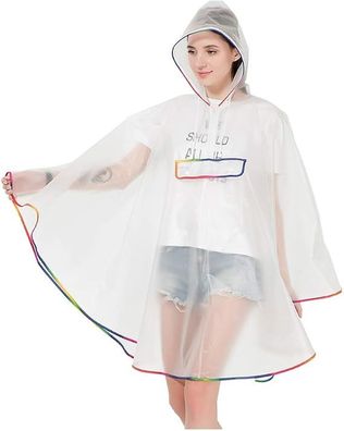 EVA Unisex-Regenponcho mit Kapuze (inkl. Aufbewahrungsbeutel) - wiederverwendbar